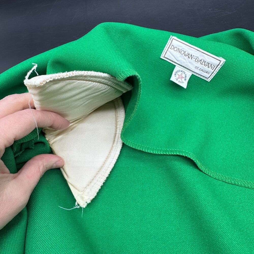 Vintage Suit Set Blazer Top Pants 3 Piece Green Size 12 Donovan Galvani USA 80s - Picture 6 of 10
